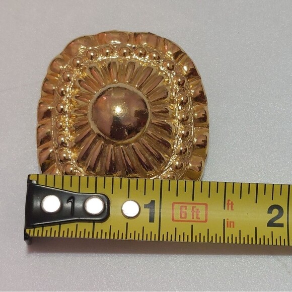 Vintage Gold Tone Dome Shaped Textured Scarf Ring Clip Rectangle Smooth Corners - Picture 8 of 8
